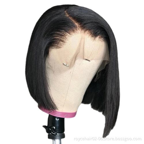 8" 10" 12" 14" 16" Inch Peruvian Cuticle Aligned Human Hair Middle Part HD Lace Front Short Bob Wig For Black Women